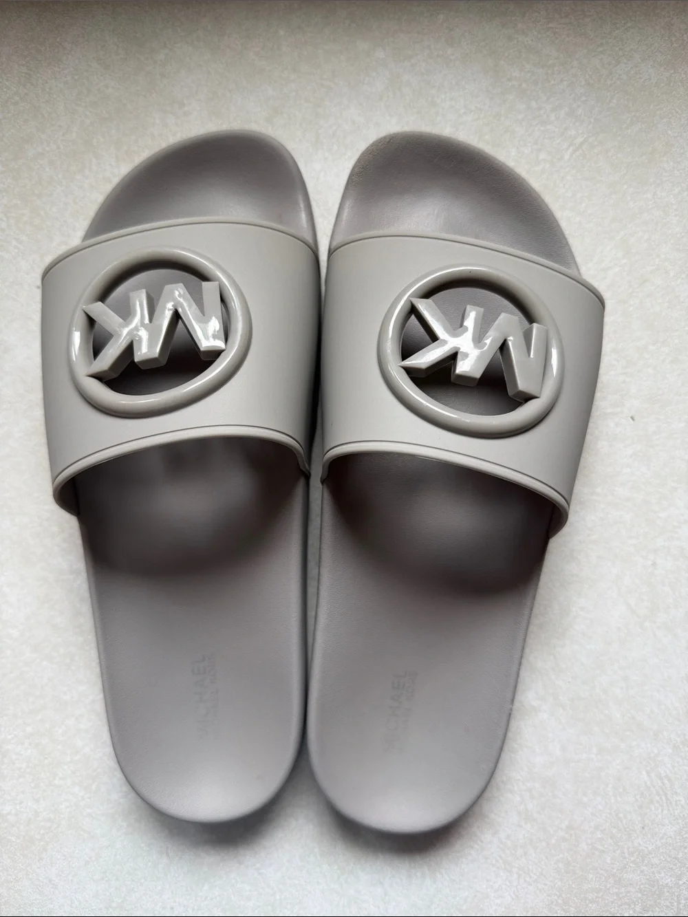 Michael Kors Gray Logo Slide Sandals